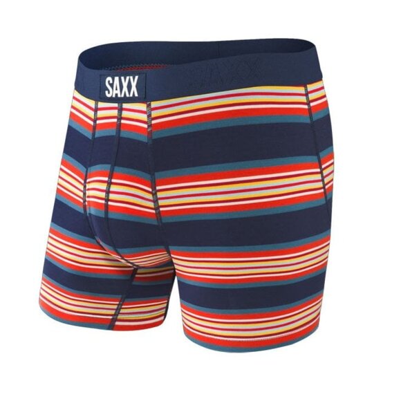 SAXX ULTRA Boxer Briefs with Fly “Navy Banner Stripe" - Picture 1 of 3
